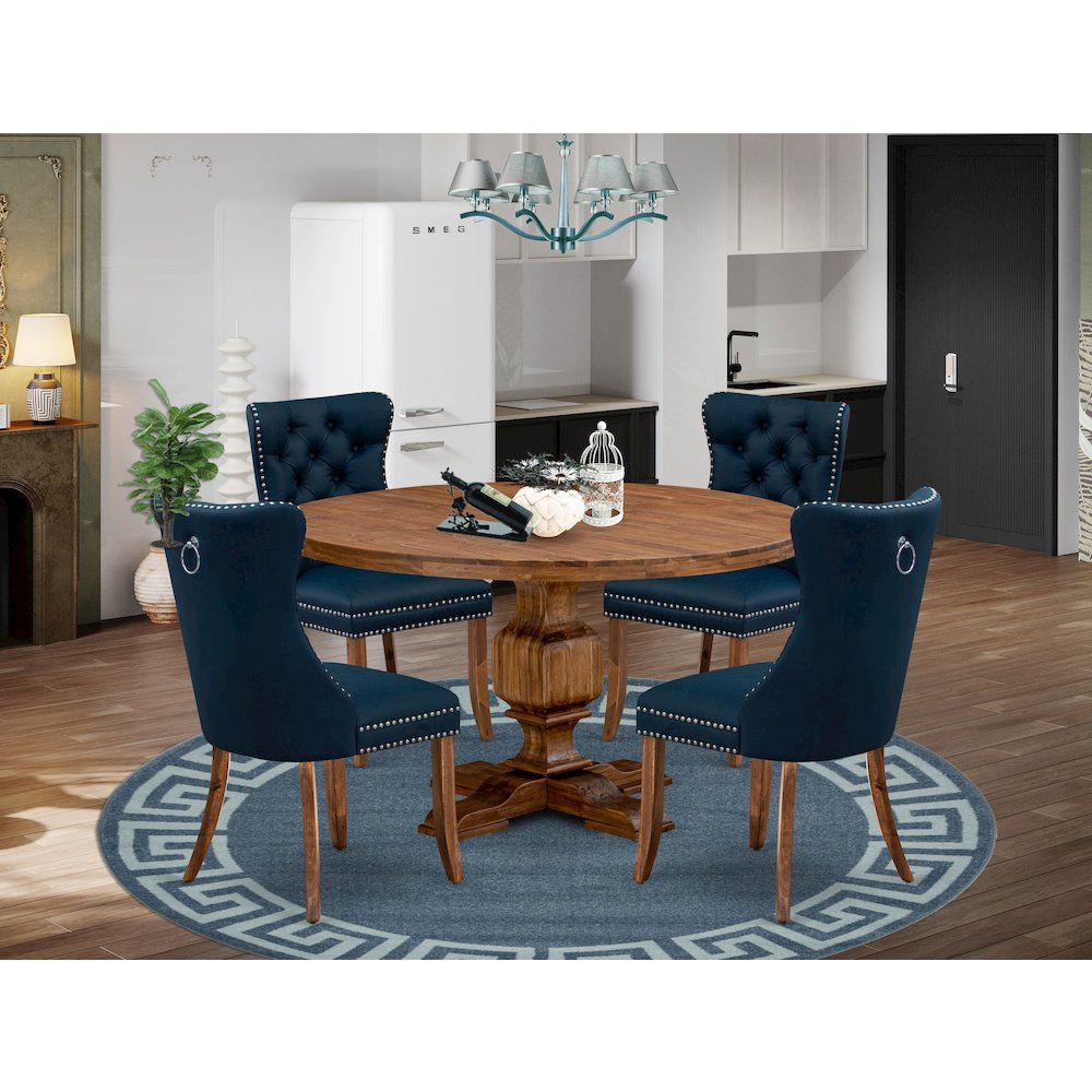 5-Piece Dining Set In Navy Blue Color. Picture 2
