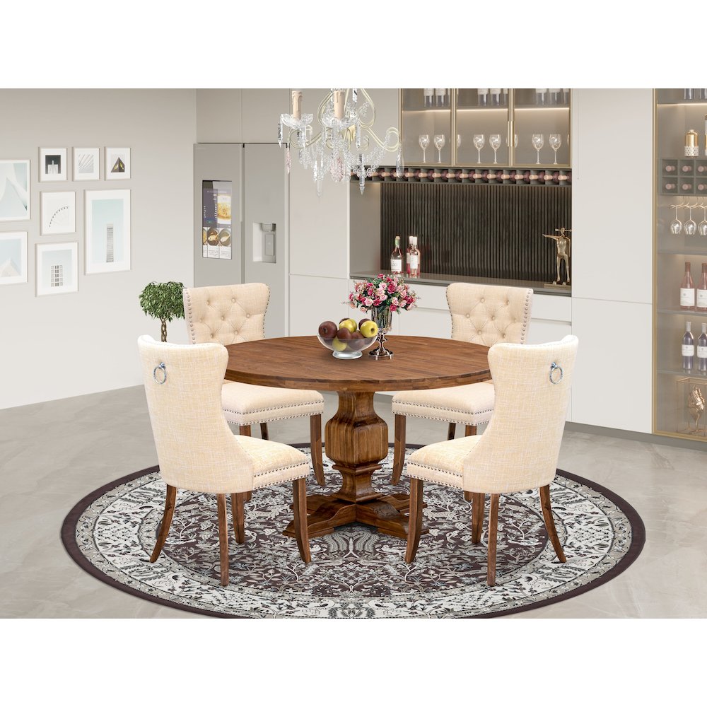 5-Piece Dining Table Set In Light Beige Color. Picture 2