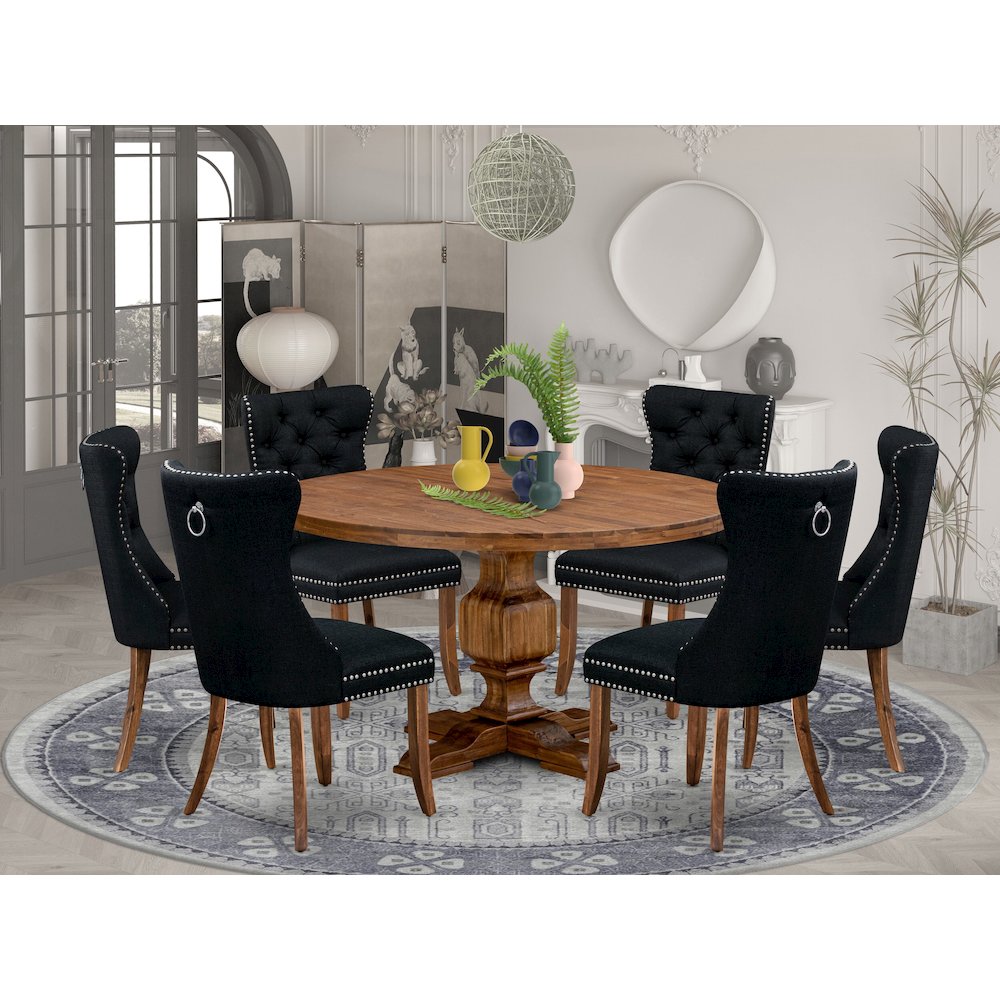 7-Piece Kitchen Table Set In Black Color. Picture 2