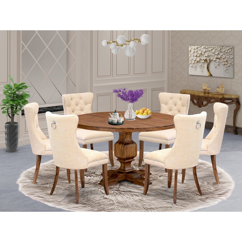 7-Piece Kitchen Table Set In Light Beige Color. Picture 2
