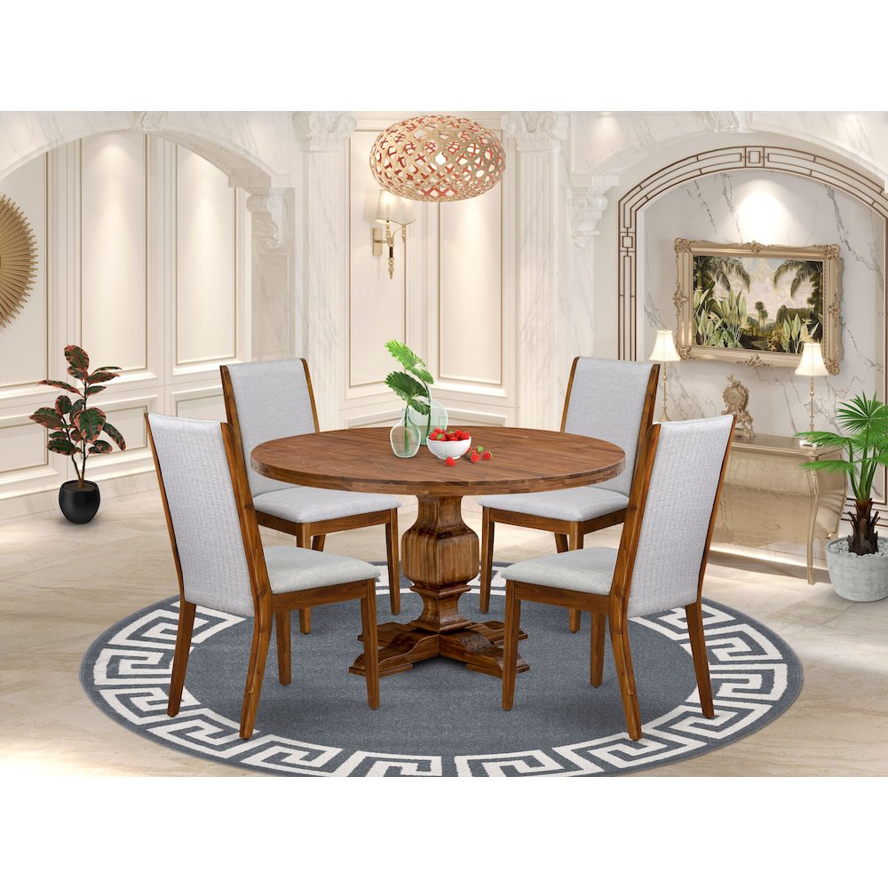 5-Piece Kitchen Dining Table Set Of A Dining Table, 4 Grey Parsons Chairs. Picture 2