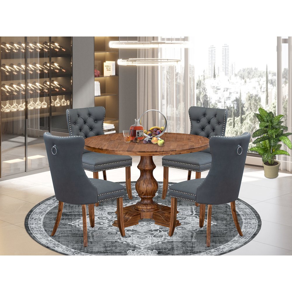 5-Piece Mid-Century Dining Table And 4 Platinum Gray Dinner Chairs. Picture 2