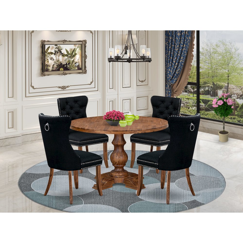 5-Piece Modern Dining Table Set In Black Color. Picture 2