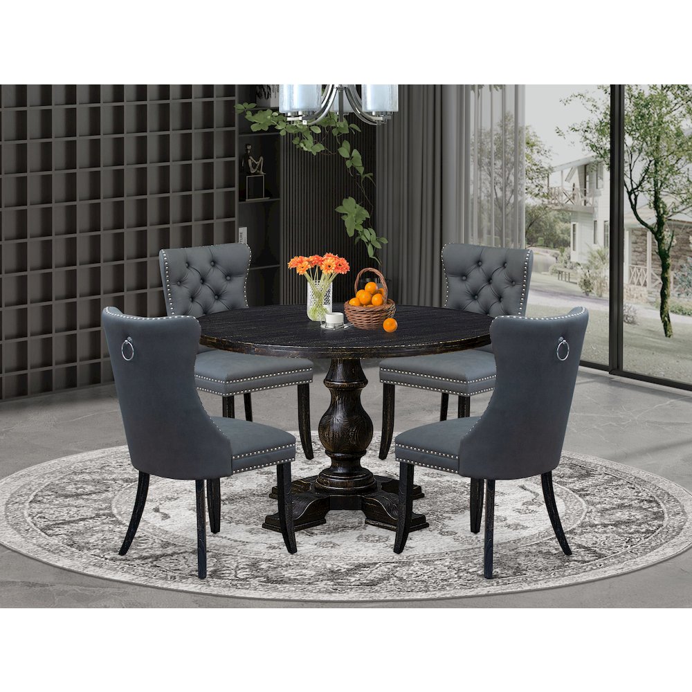 5-Piece Kitchen Table Set In Platinum Gray Color. Picture 2