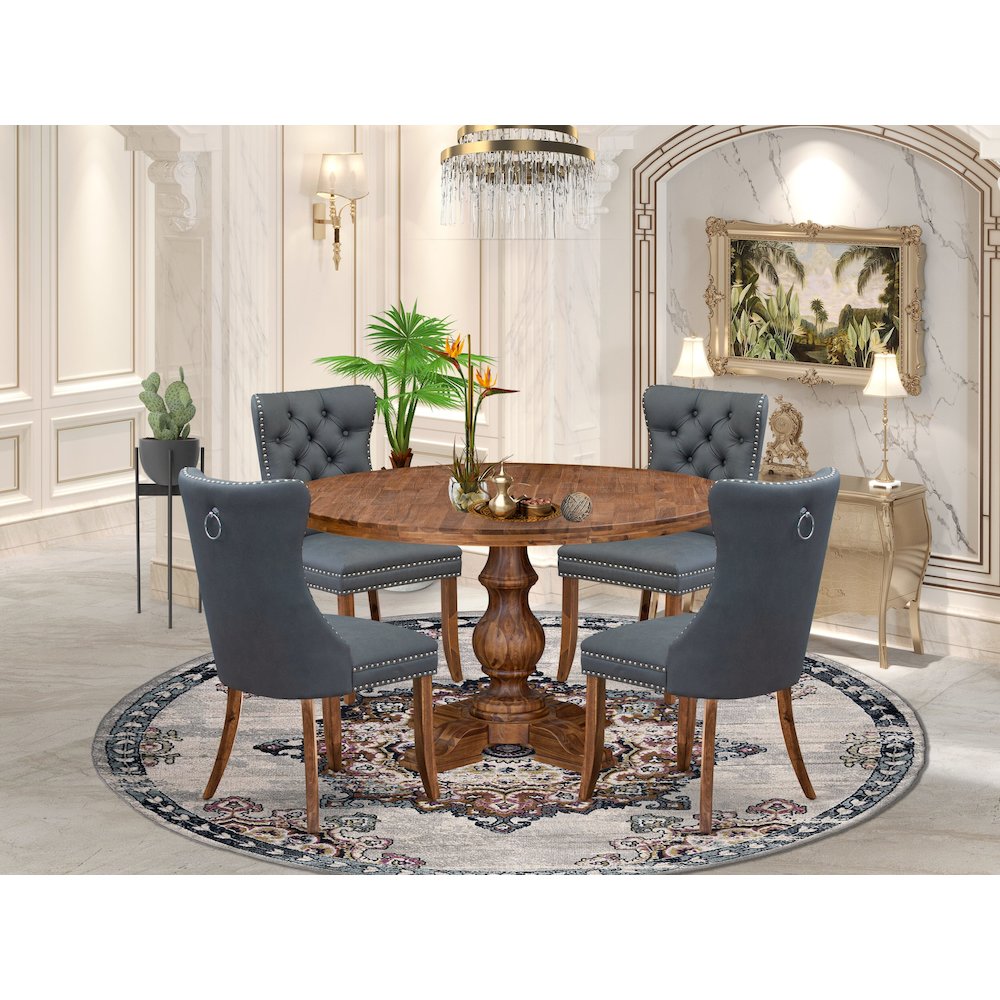 5-Piece Modern Dining Table A Kitchen Table, 4 Platinum Gray Dining Room Chairs. Picture 2