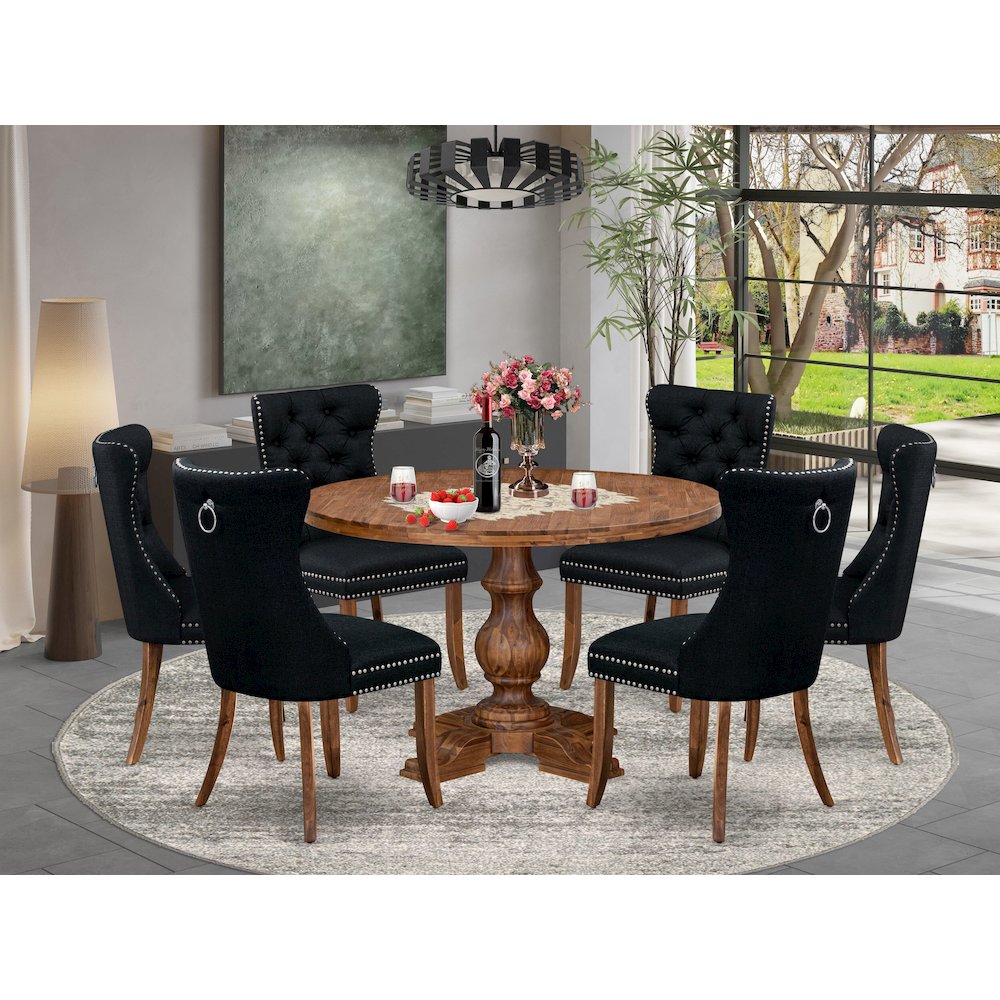 7-Piece Kitchen Table Set In Black Color. Picture 2