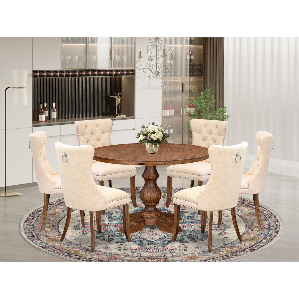 7-Piece Kitchen Table Set In Light Beige Color. Picture 2