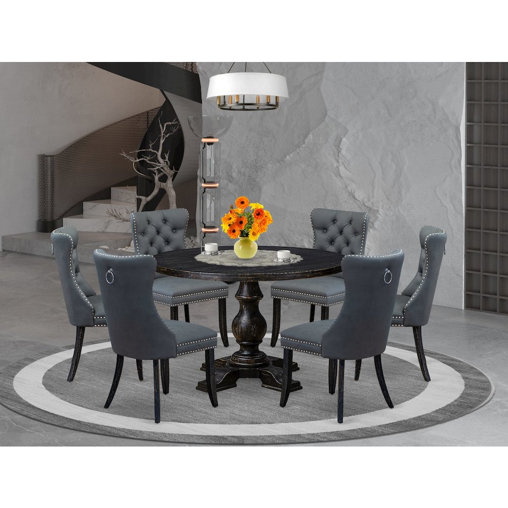7-Piece Mid Century Kitchen Set In Platinum Gray Color. Picture 2