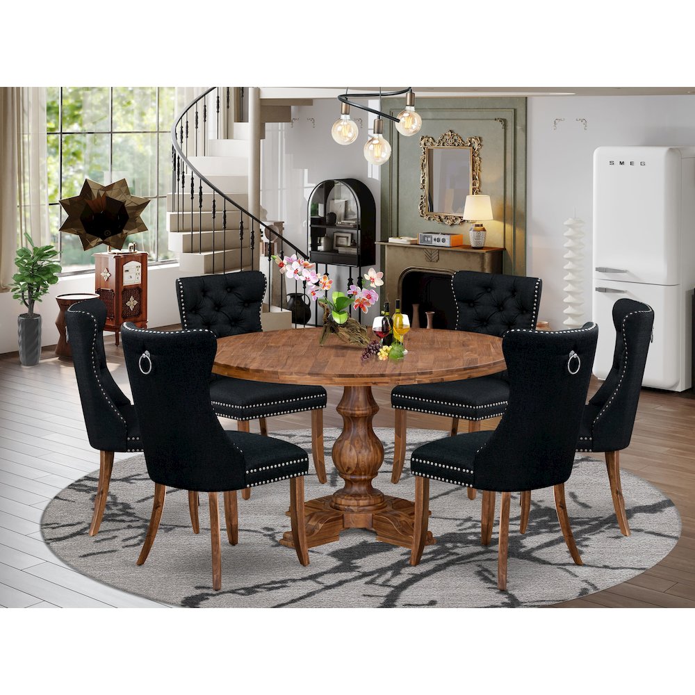 7-Piece Dining Room Set In Black Color. Picture 2