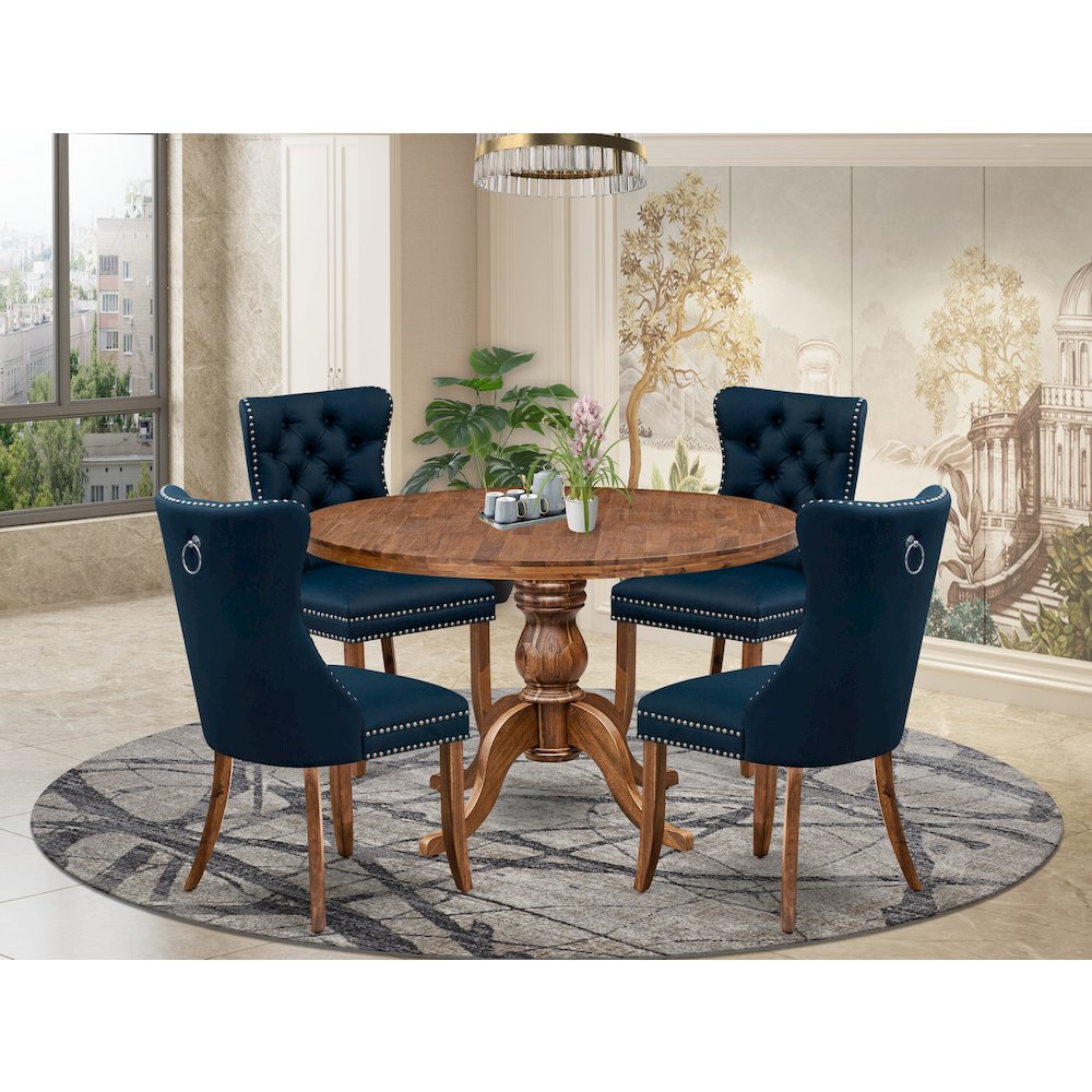5-Piece Kitchen Table Set In Navy Blue Color. Picture 2
