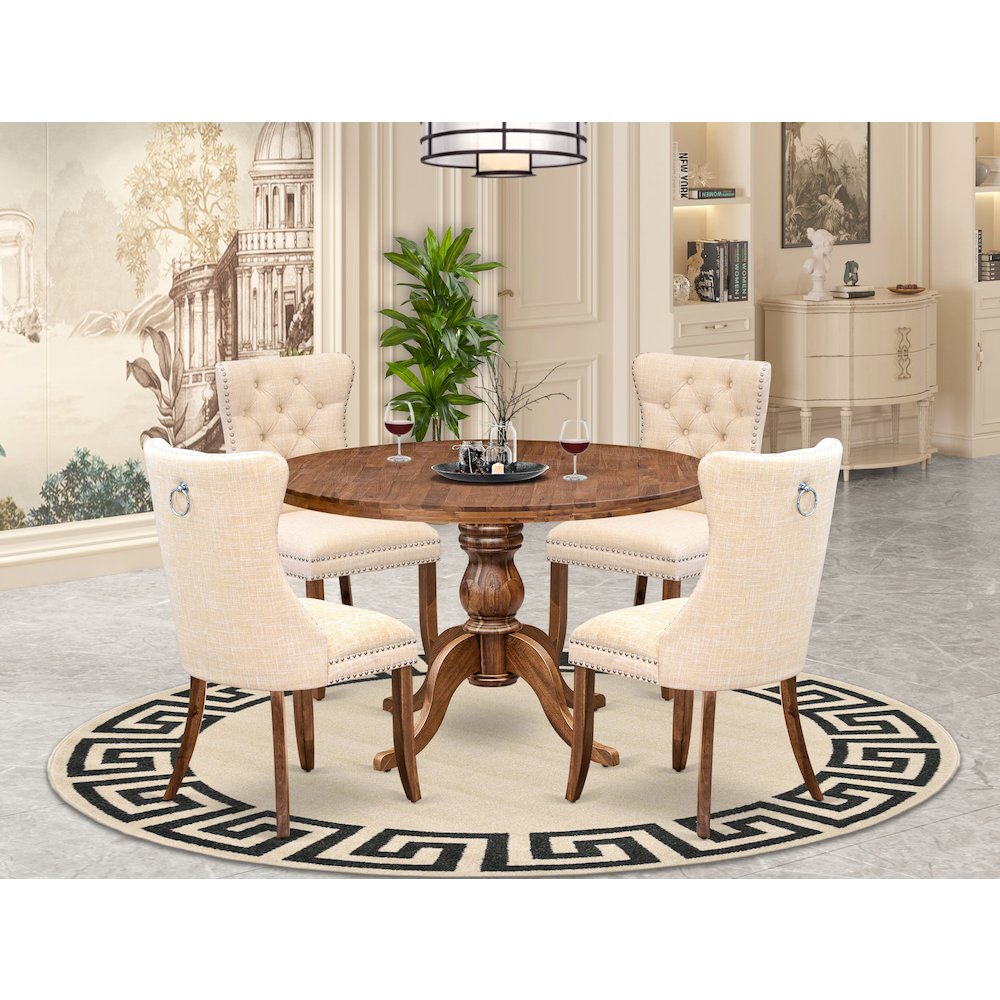 5-Piece Modern Dining Table Set In Light Beige Color. Picture 2