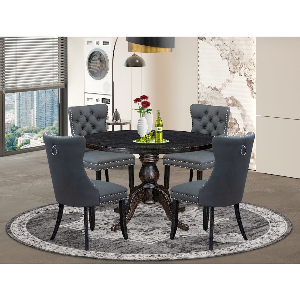 5-Piece Dining Table Set In Platinum Gray Color. Picture 2