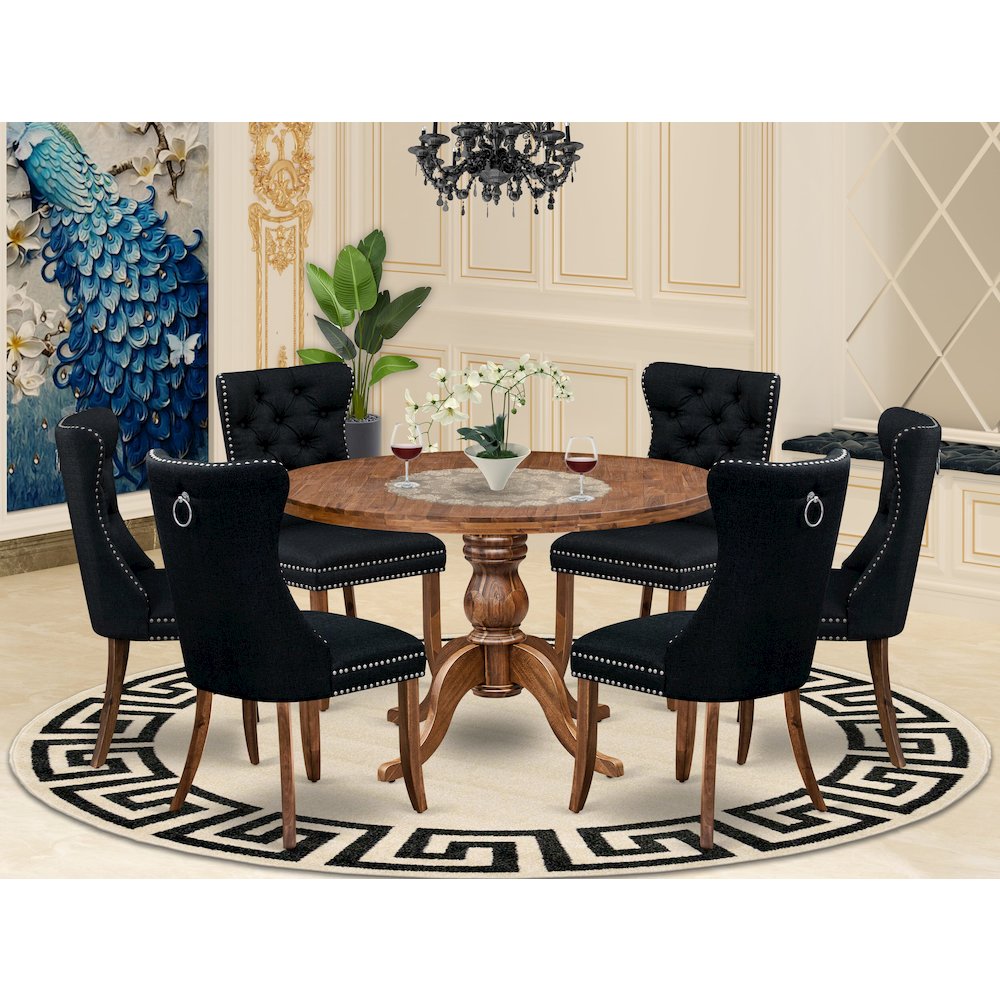 7-Piece Dining Room Set In Black Color. Picture 2