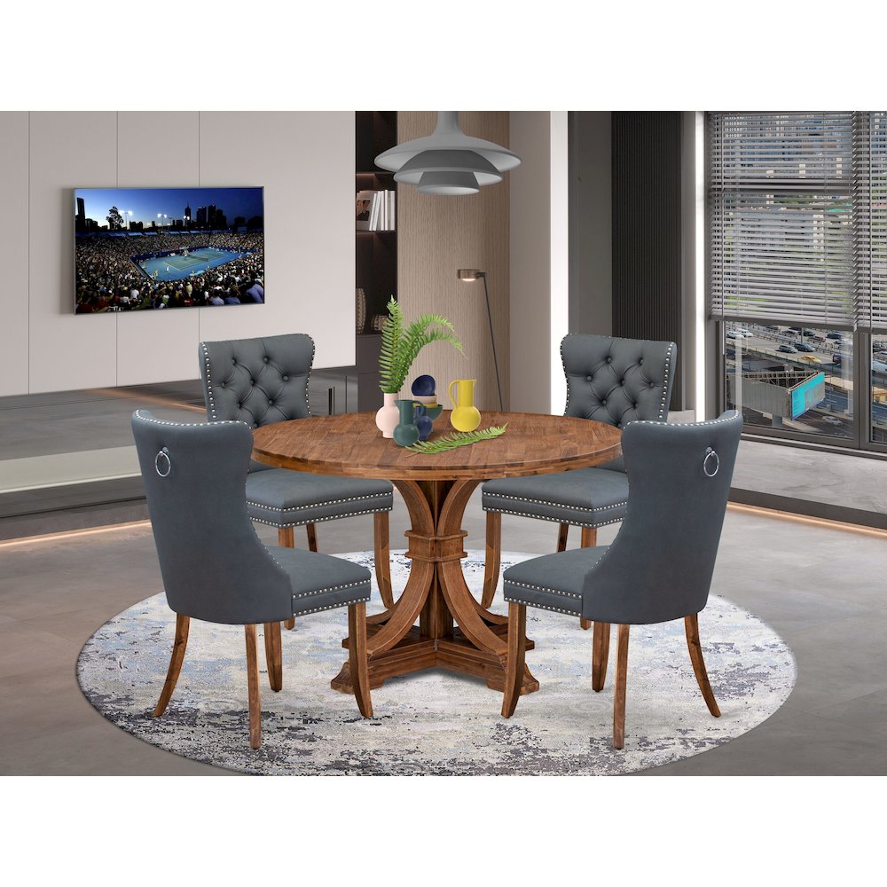 5-Piece Kitchen Table A Modern Dining Table And 4 Platinum Gray Kitchen Chairs. Picture 2