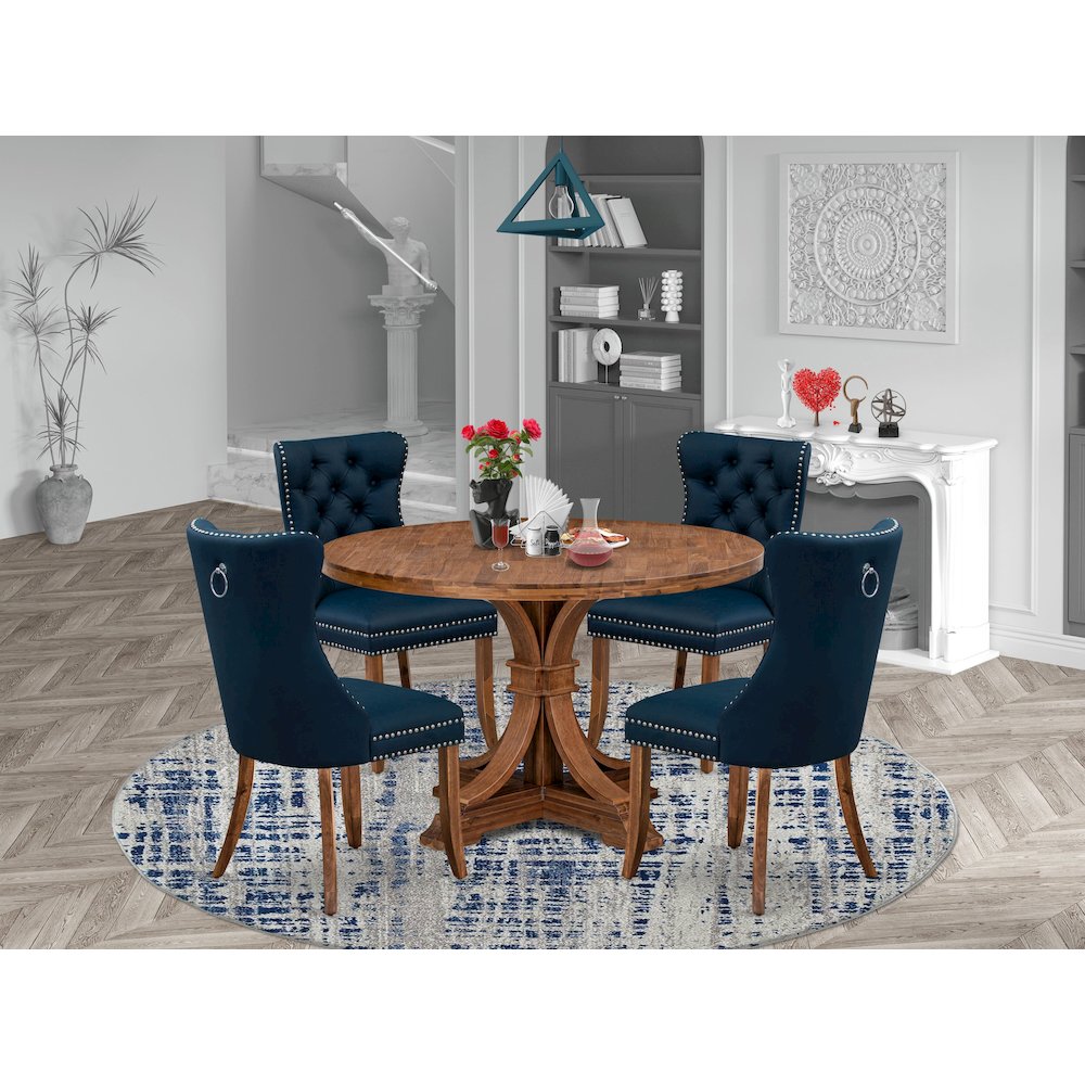 5-Piece Kitchen Table Set In Navy Blue Color. Picture 2