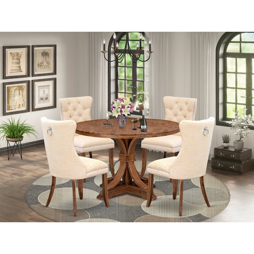 5-Piece Dining Room Set In Light Beige Color. Picture 2
