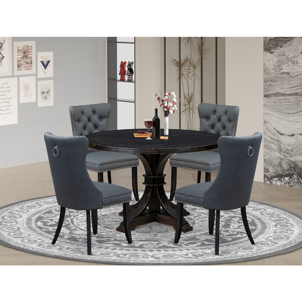 5-Piece Dining Set In Platinum Gray Color. Picture 2