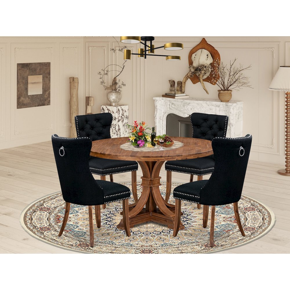 5-Piece Kitchen Table Set In Black Color. Picture 2