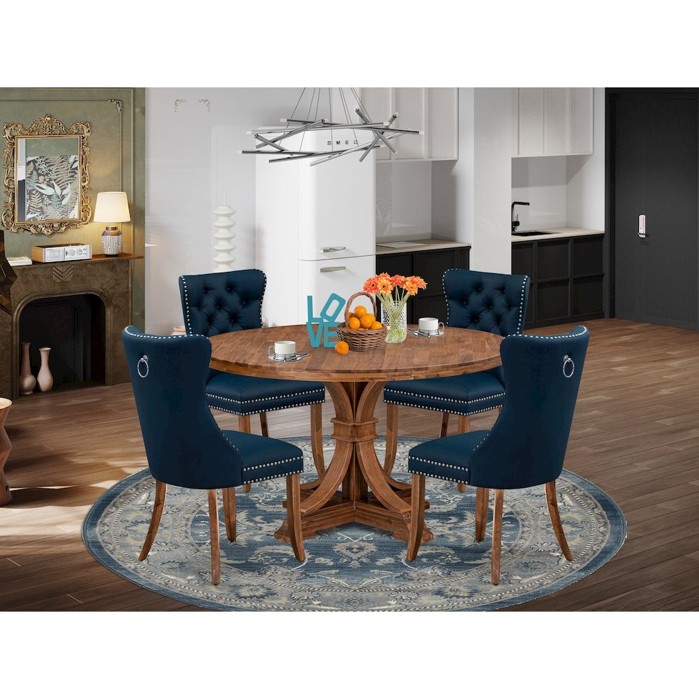 5-Piece Dining Set In Navy Blue Color. Picture 2