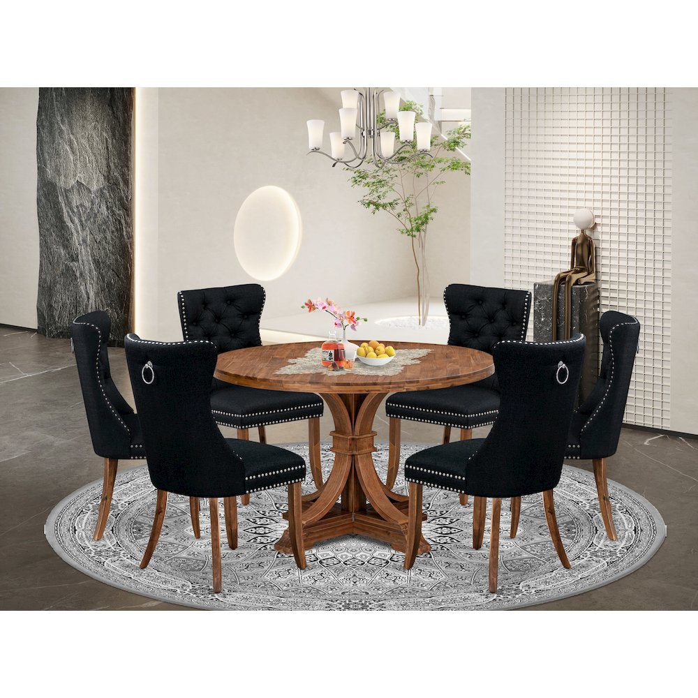 7-Piece Kitchen Dining Table Set In Black Color. Picture 2