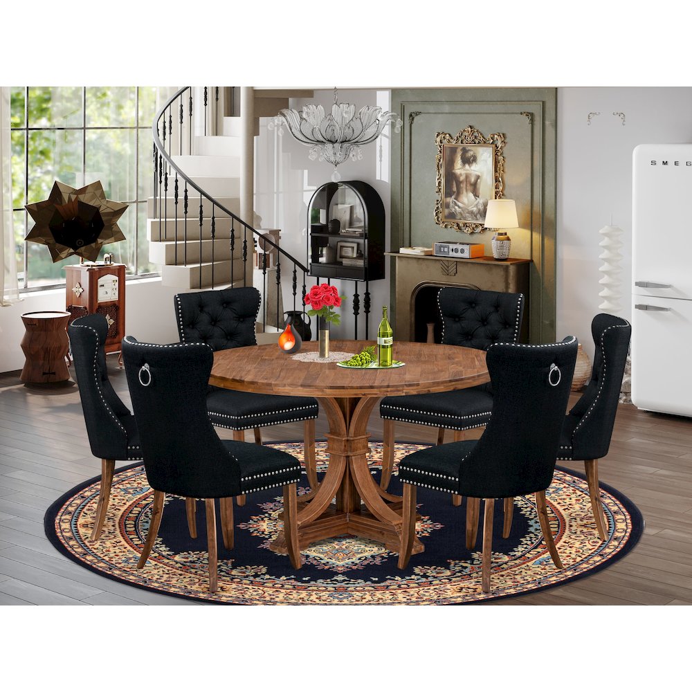 7-Piece Modern Dining Set In Black Color. Picture 2