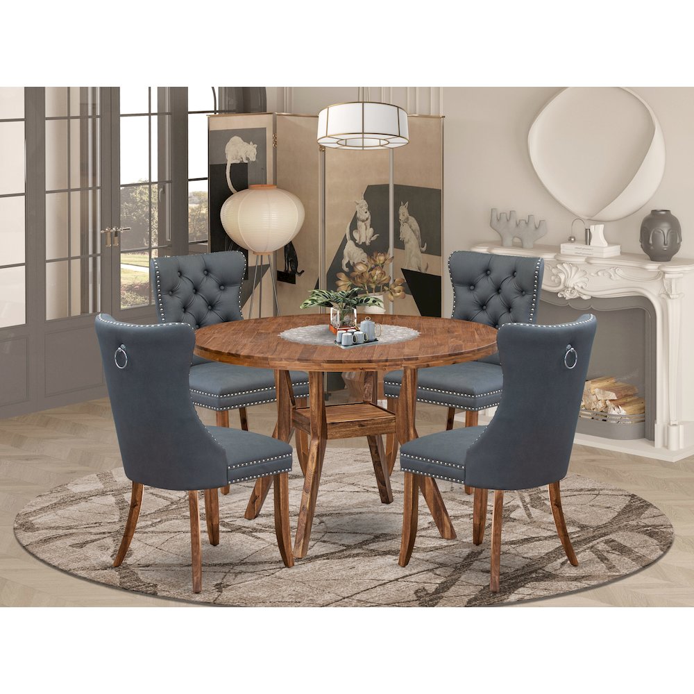 5-Piece Modern Dining Table A Kitchen Table, 4 Platinum Gray Dining Room Chairs. Picture 2