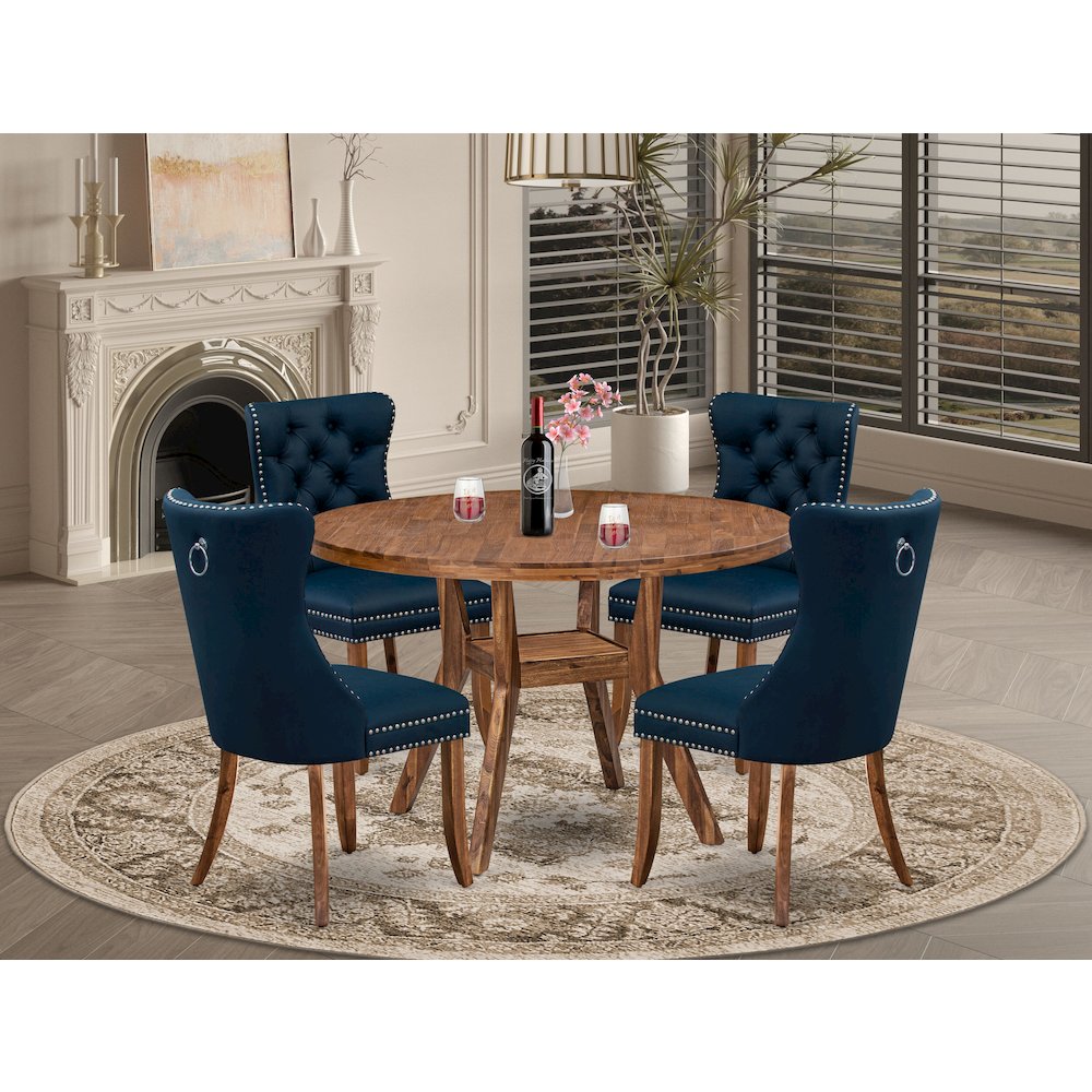 5-Piece Mid Century Kitchen Set In Navy Blue Color. Picture 2