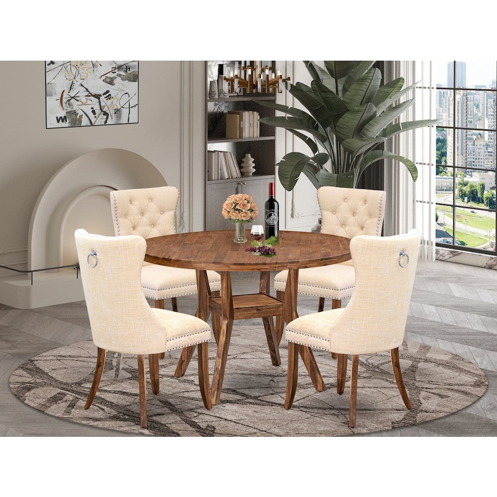 5-Piece Dining Set In Light Beige Color. Picture 2