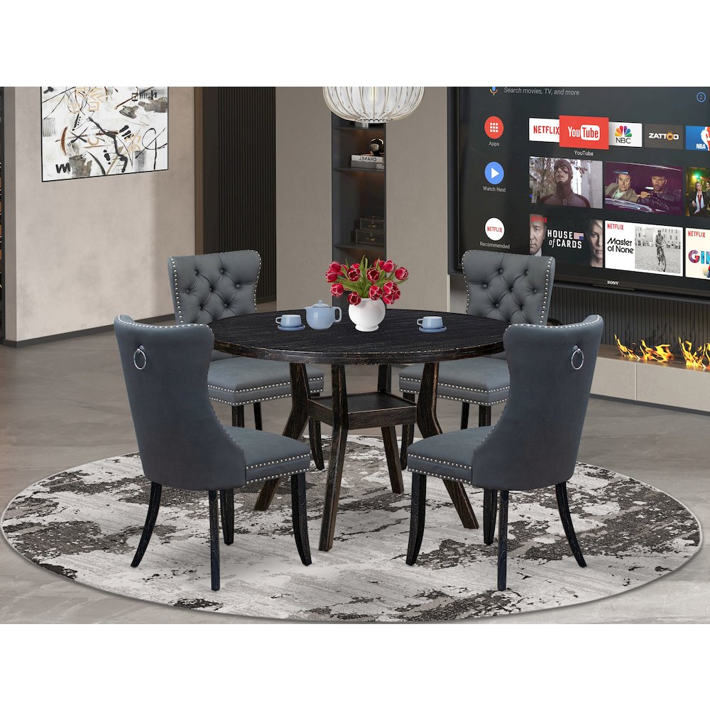 5-Piece Kitchen Table Set In Platinum Gray Color. Picture 2