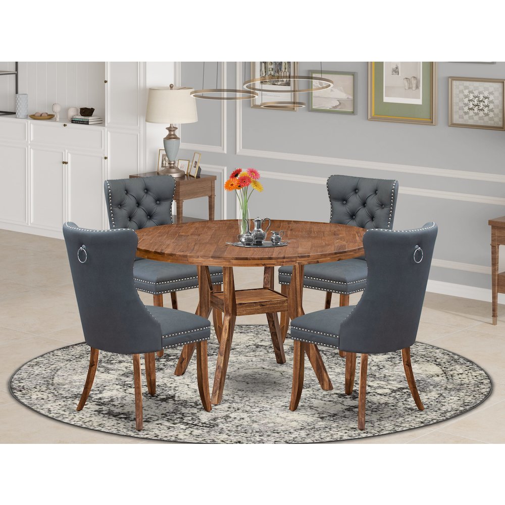 5-Piece Dining Room A Kitchen Table And 4 Platinum Gray Dining Chairs. Picture 2