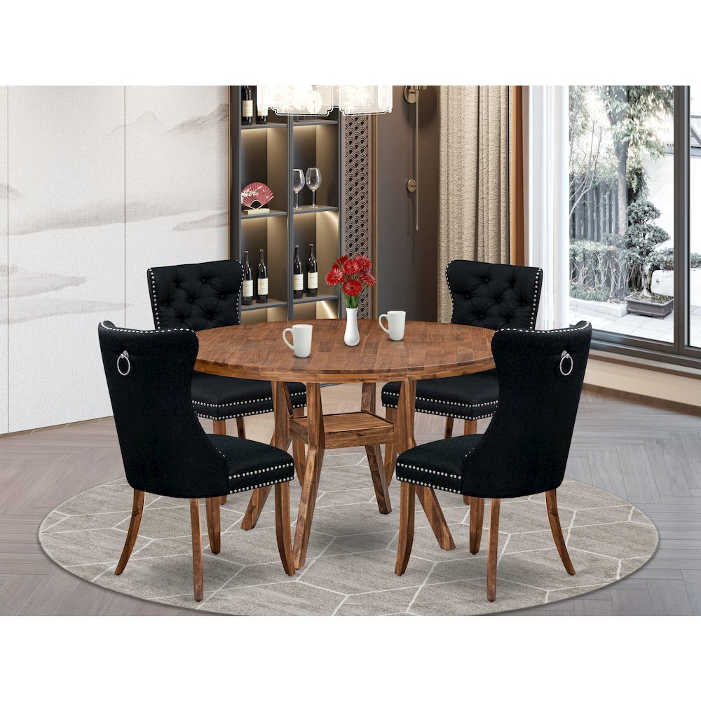 5-Piece Kitchen Table Set In Black Color. Picture 2