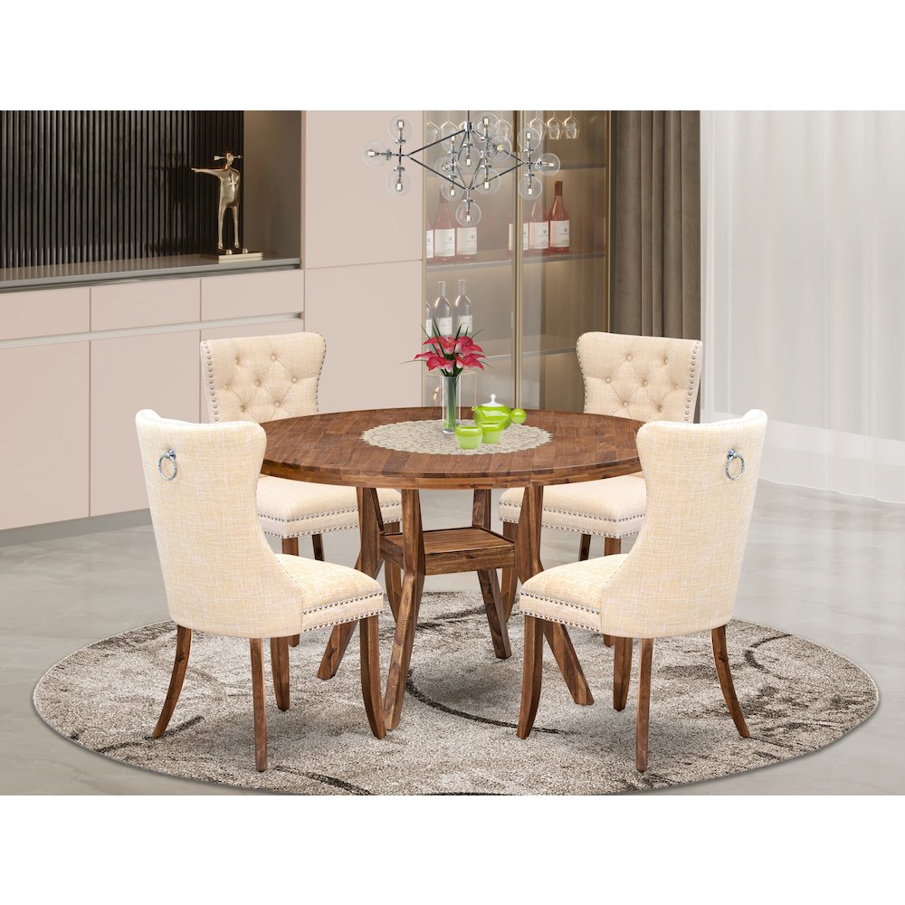 5-Piece Dining Table Set In Light Beige Color. Picture 2