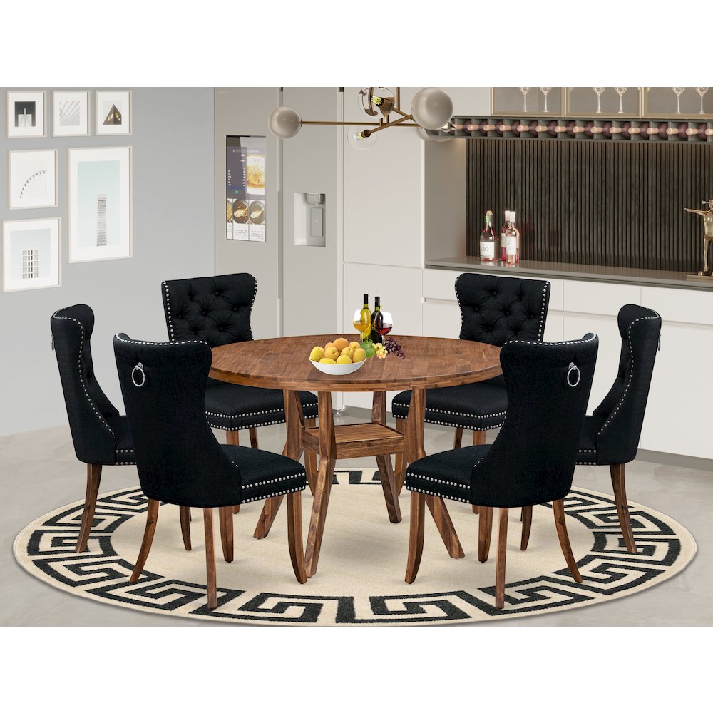7-Piece Modern Dining Room Set In Black Color. Picture 2