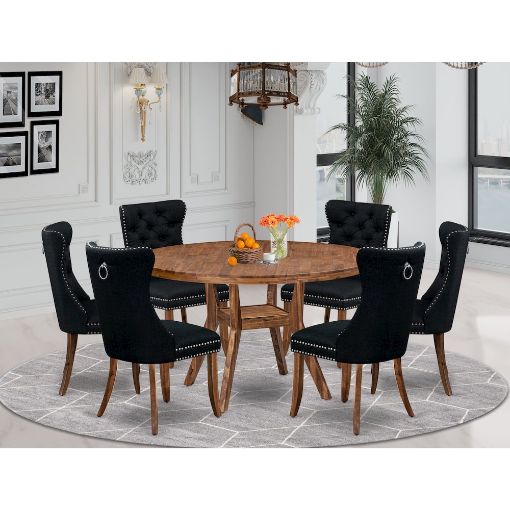 7-Piece Dining Table Set In Black Color. Picture 2