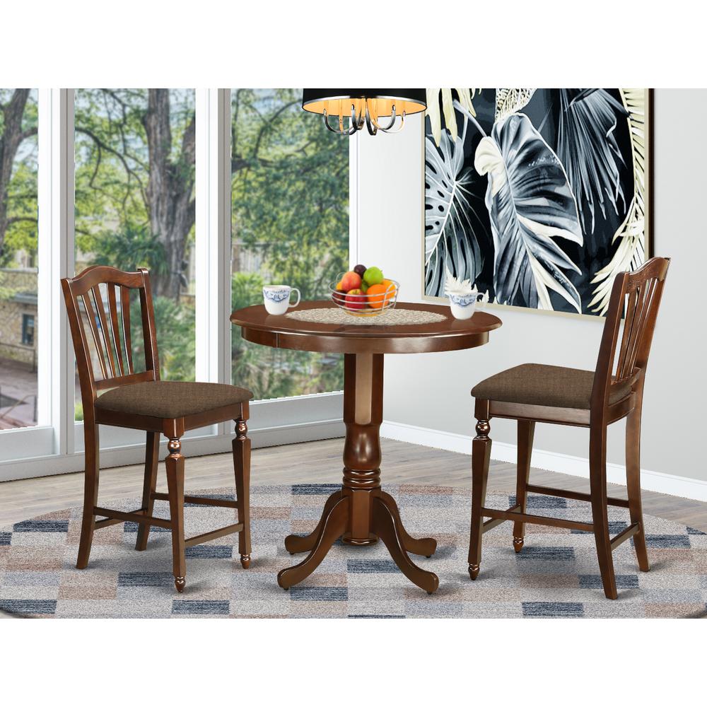 JACH3-MAH-C 3 PC Dining counter height set - Kitchen dinette Table and 2 counter height stool.. Picture 2