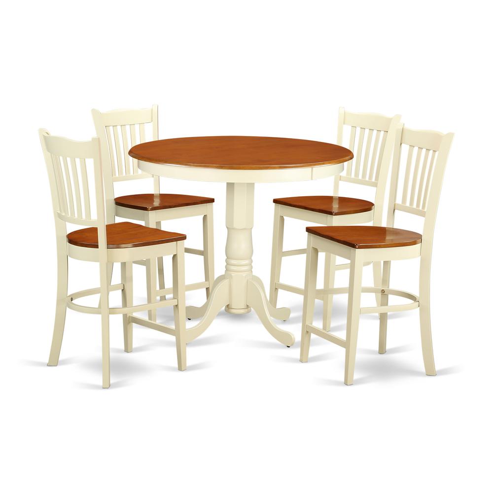 5  PC  counter  height  Dining  set-pub  Table  and  4  bar  stools  with  backs. Picture 1
