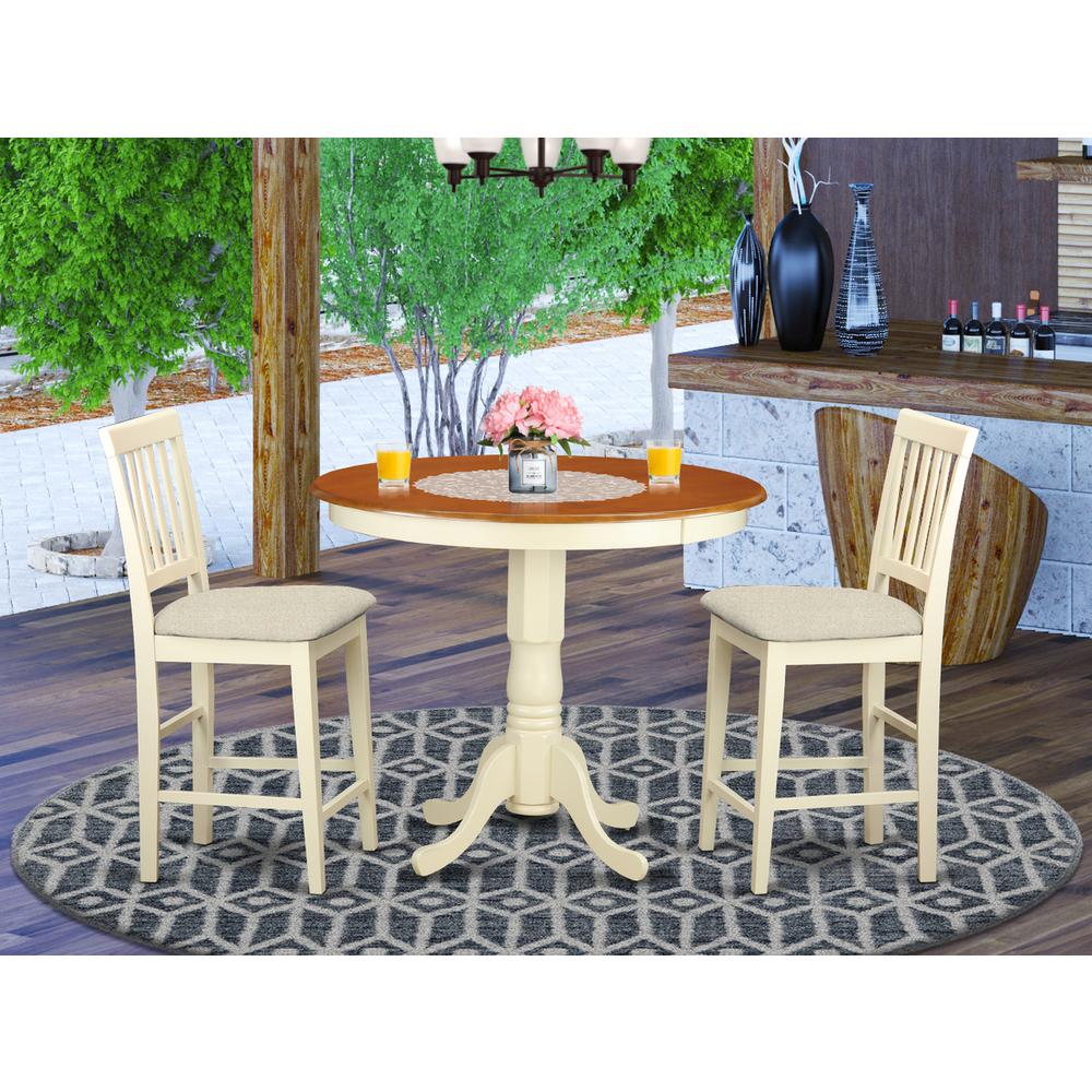 JAVN3-WHI-C 3 Pcpub Table set - counter height Table and 2 counter height Chairs.. Picture 2