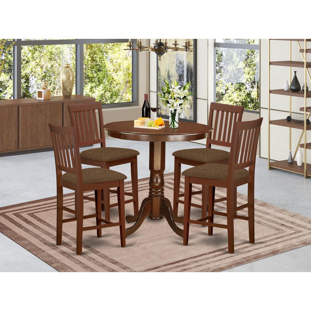 JAVN5-MAH-C 5 Pc pub Table set - counter height Table and 4 Dining Chairs.. Picture 2