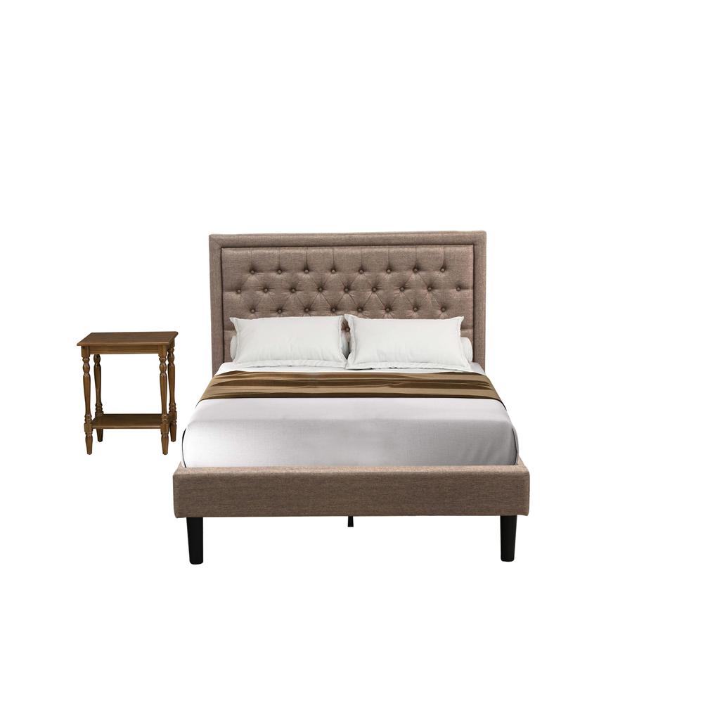 KD16F-1BF08 2 Piece Bedroom Set - Full Size Bed Dark Khaki Headboard with 1 Night Stand - Black Finish Legs. Picture 1