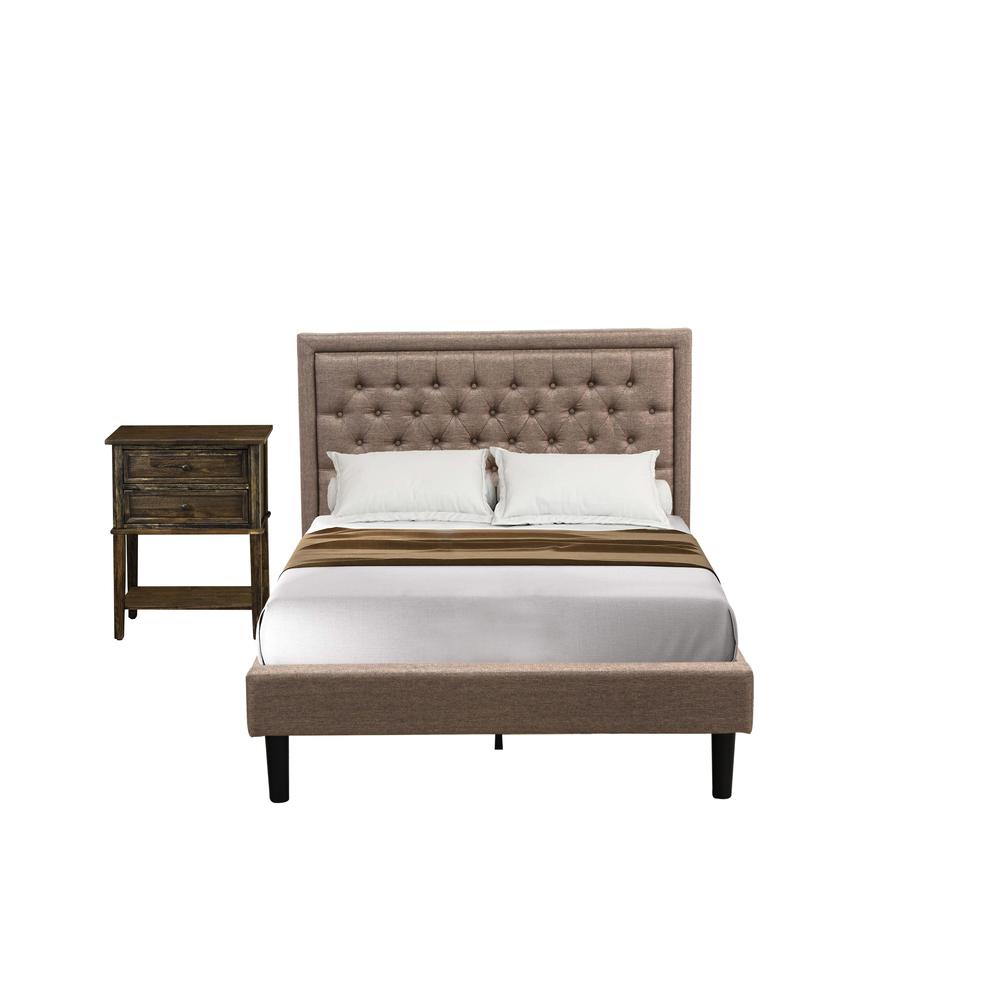 KD16F-1VL07 2 Pc Bedroom Set - Bed Frame Dark Khaki Headboard with 1 Nightstand Bedroom - Black Finish Legs. Picture 1