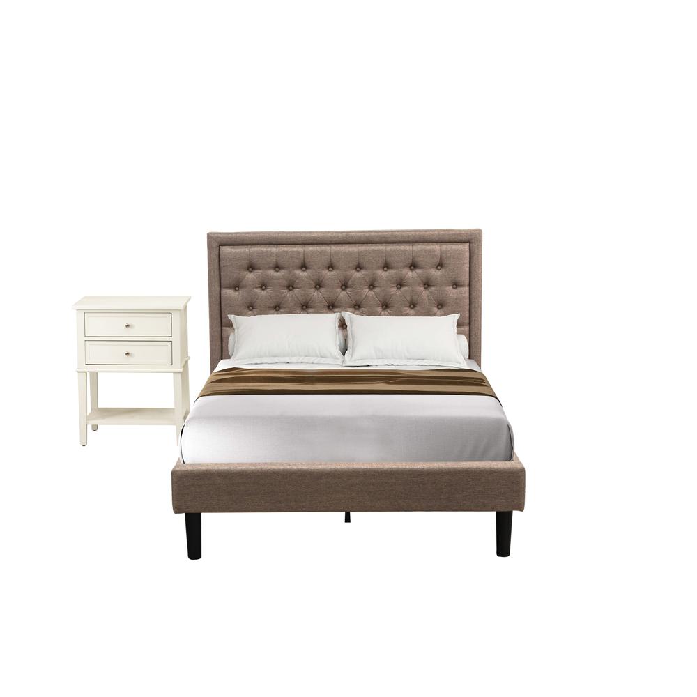 KD16F-1VL0C 2 Piece Wood Bedroom Set - Full Bed Dark Khaki Headboard with 1 Night Stand - Black Finish Legs. Picture 1