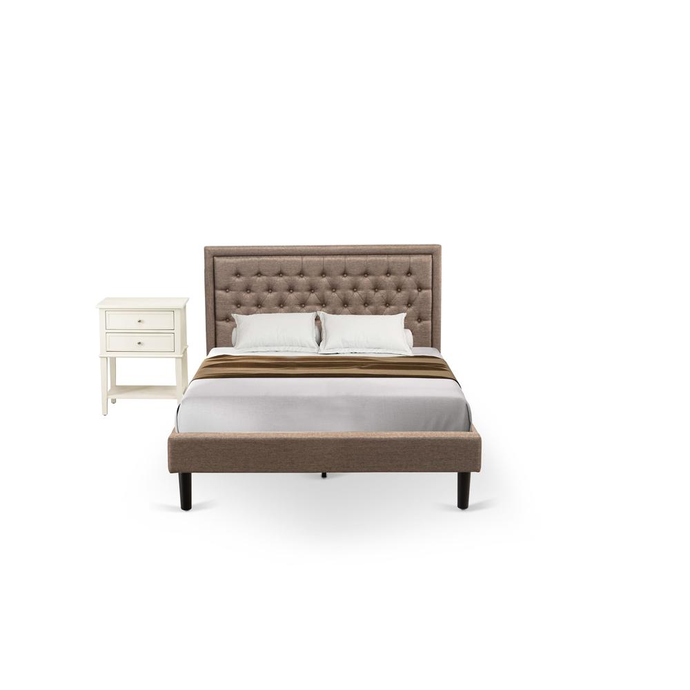 KD16Q-1VL0C 2 Pc Queen Bedroom Set - Queen Bed Dark Khaki Headboard with 1 Night Stand - Black Finish Legs. Picture 1