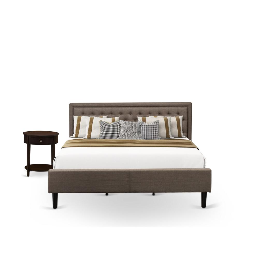 KD18K-1HI0M 2 Piece King Bedroom Set - King Size Bed Brown Headboard with 1 Nightstand - Black Finish Legs. Picture 1