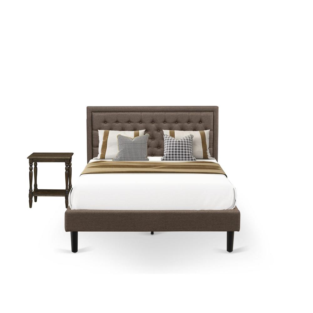 KD18Q-1BF07 2 Piece Queen Bedroom Set - Queen Bed Frame Brown Headboard with 1 Night Stand - Black Finish Legs. Picture 1