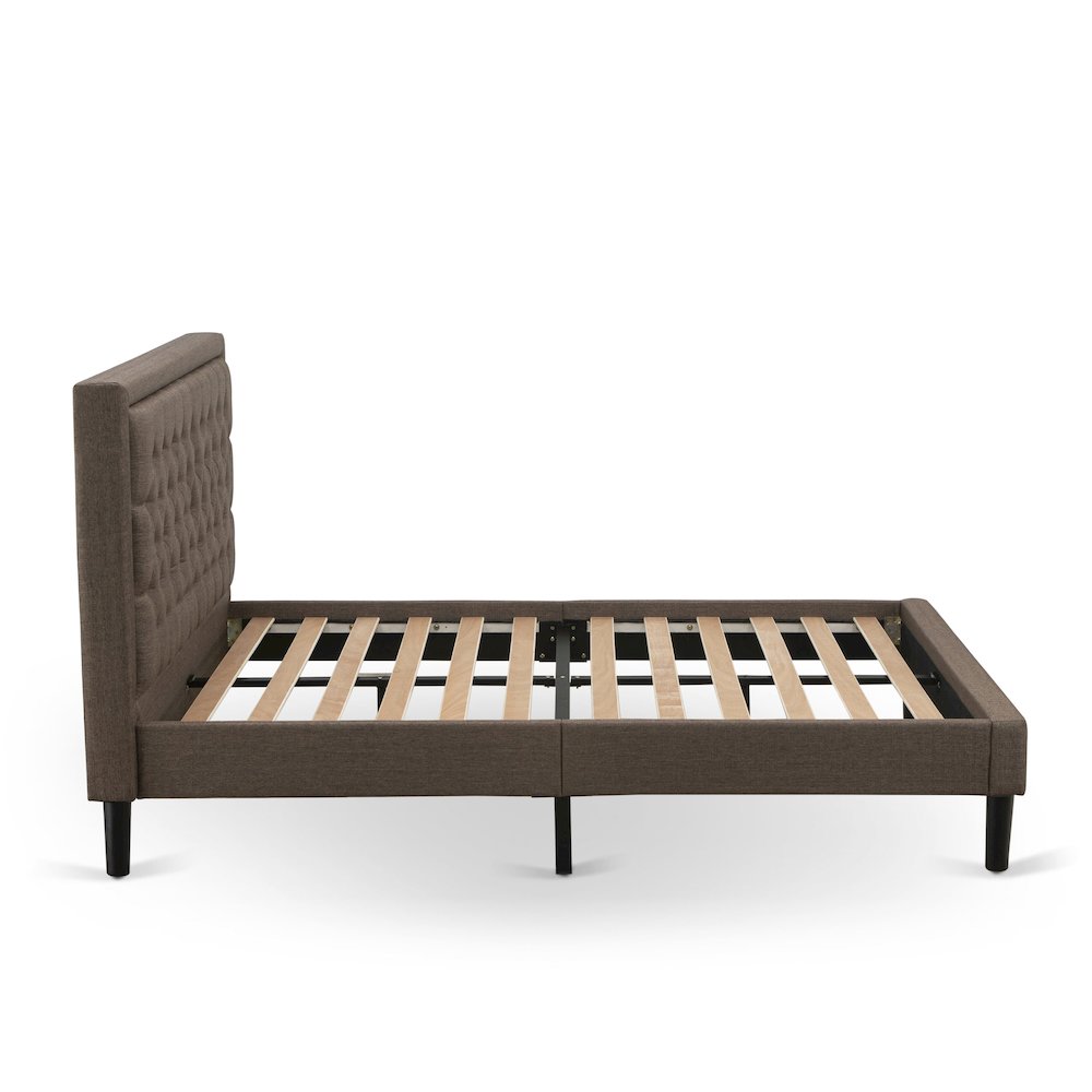 KD18Q-1GA06 2 Piece Queen Bed Set - Wooden Bed Frame Brown Headboard with 1 Night Stand - Black Finish Legs. Picture 6