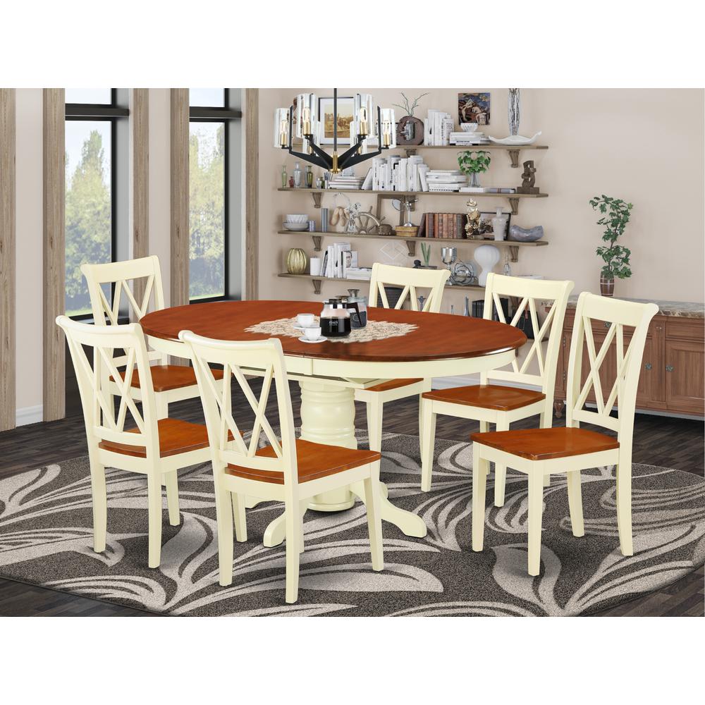Dining Room Set Buttermilk & Cherry, KECL7-BMK-W. Picture 2