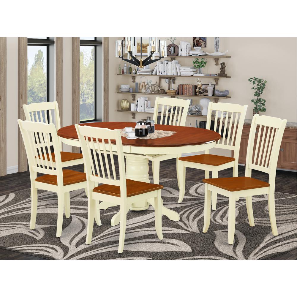 Dining Room Set Buttermilk & Cherry, KEDA7-BMK-W. Picture 2