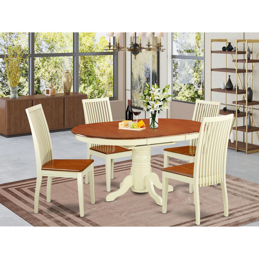 Dining Room Set Buttermilk & Cherry, KEIP5-BMK-W. Picture 2
