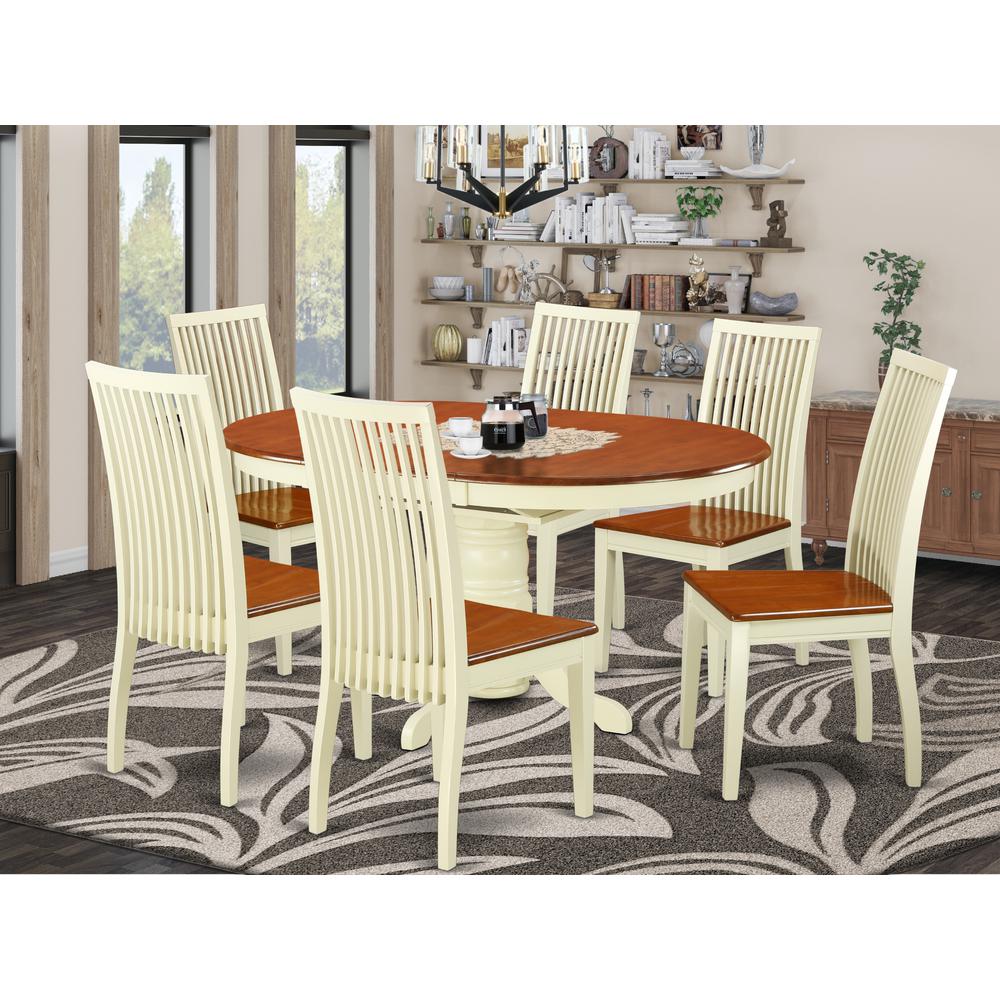 Dining Room Set Buttermilk & Cherry, KEIP7-BMK-W. Picture 2