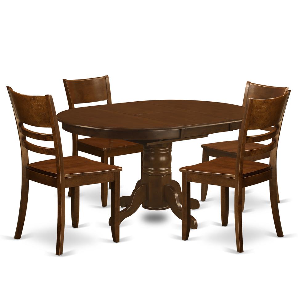 5  Pc  Kenley  Dinette  Table  with  a  Leaf  and  4  Wood  Seat  Chairs. Picture 1